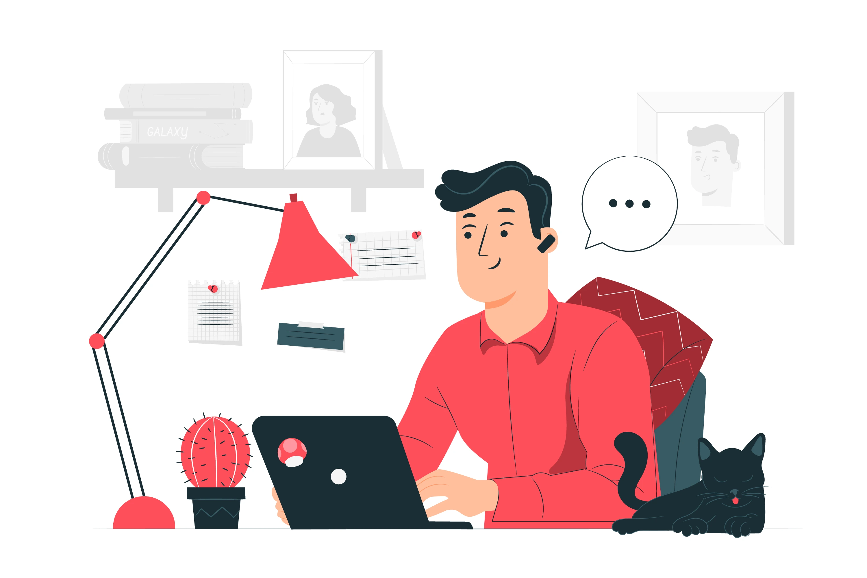 Employé en train de travailler de chez lui sur son ordinateur